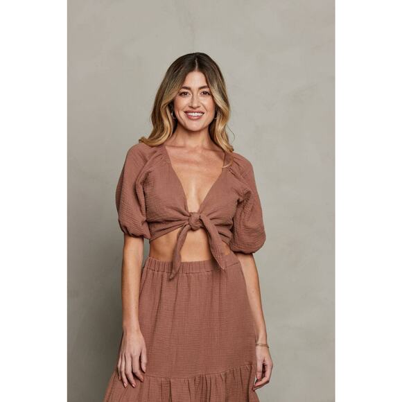 Cleo Tie Front Top - Picture 2 of 4